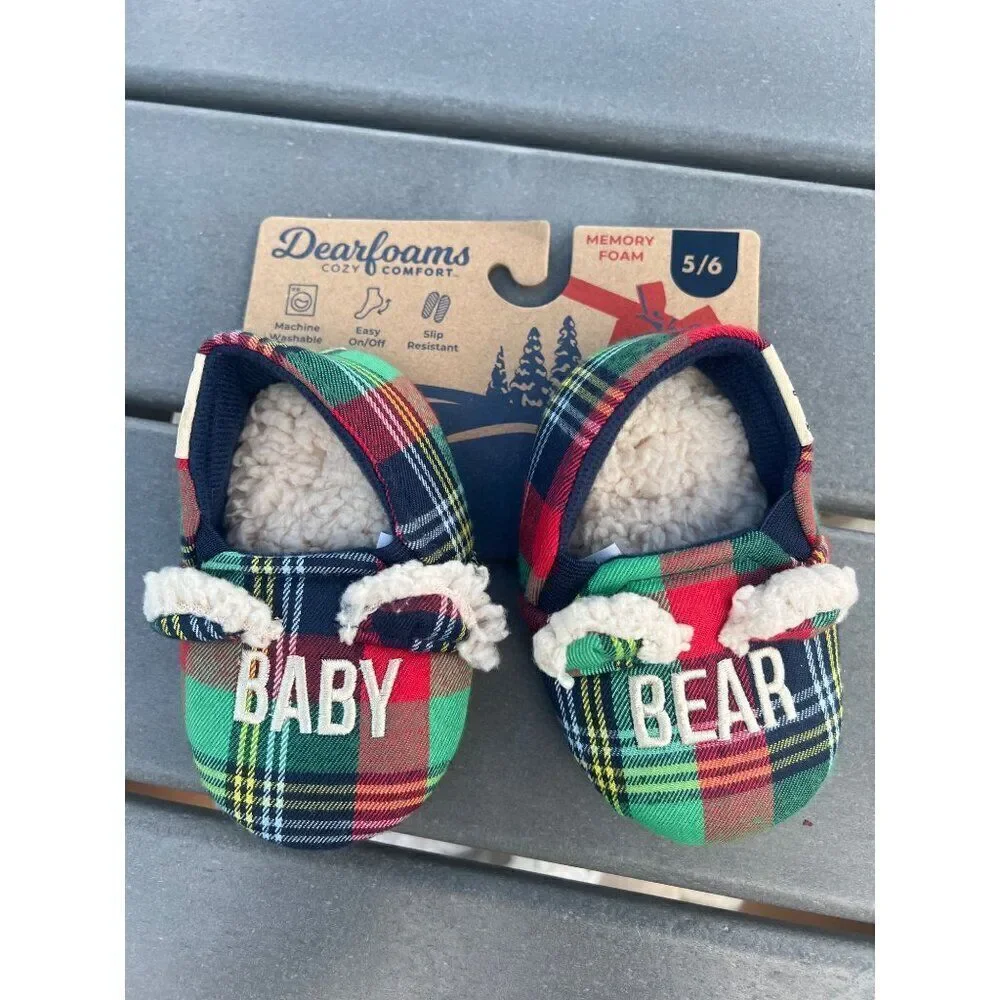 Dearfoam Toddler Plaid Baby bear Slippers